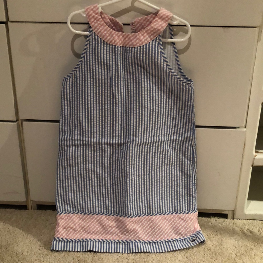 Blue pink striped vineyard vines dress